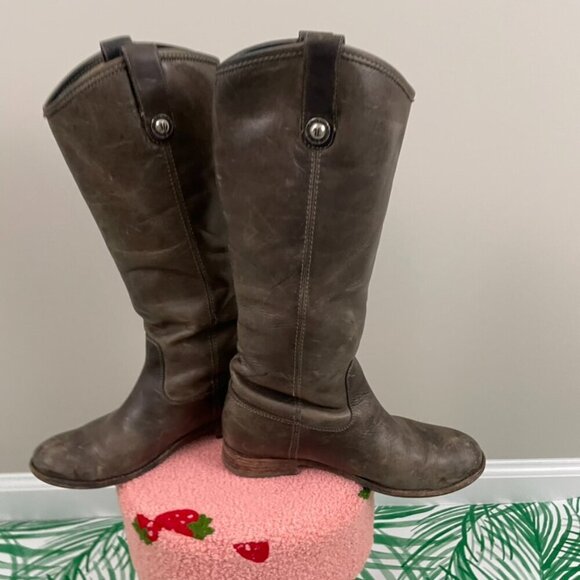 Frye Melissa Button Distressed Leather Knee-High Riding Boots Size 6.5 - Picture 11 of 12